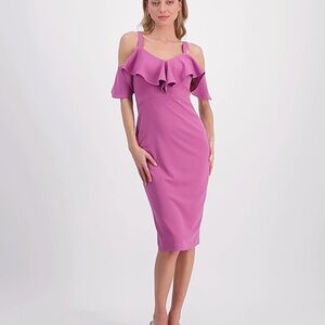 RACHEL Rachel Roy Pink Ruffle Midi Dress